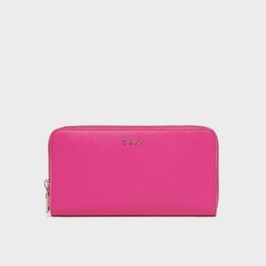DKNY Large Zip-Around Wallet with Tipping in Hot Pink